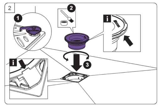 Illustration: Installing the odour trap in the floor drain Illustration: Installing the odour trap in the floor drain