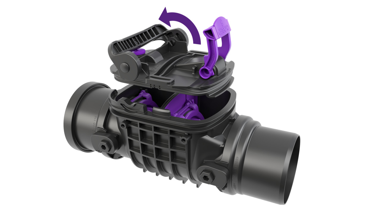 The one-handed closure allows convenient maintenance without tools.