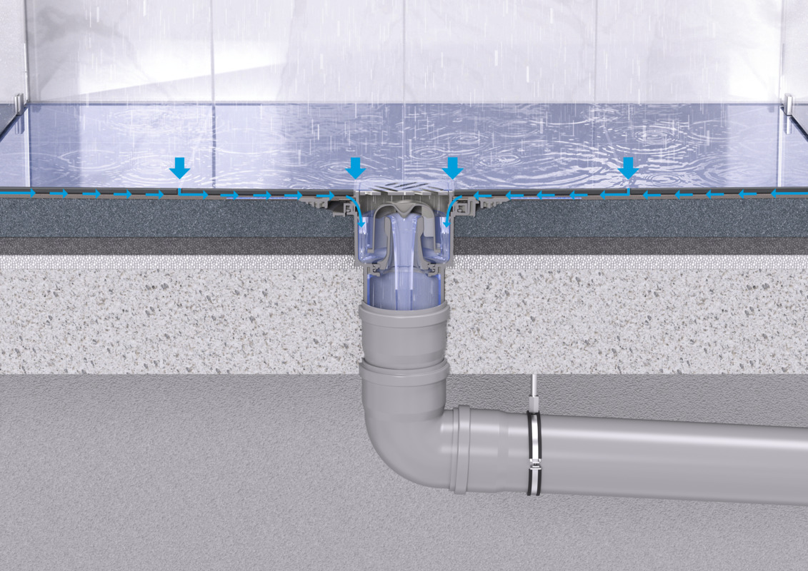 Water that flows down the drain in a shower