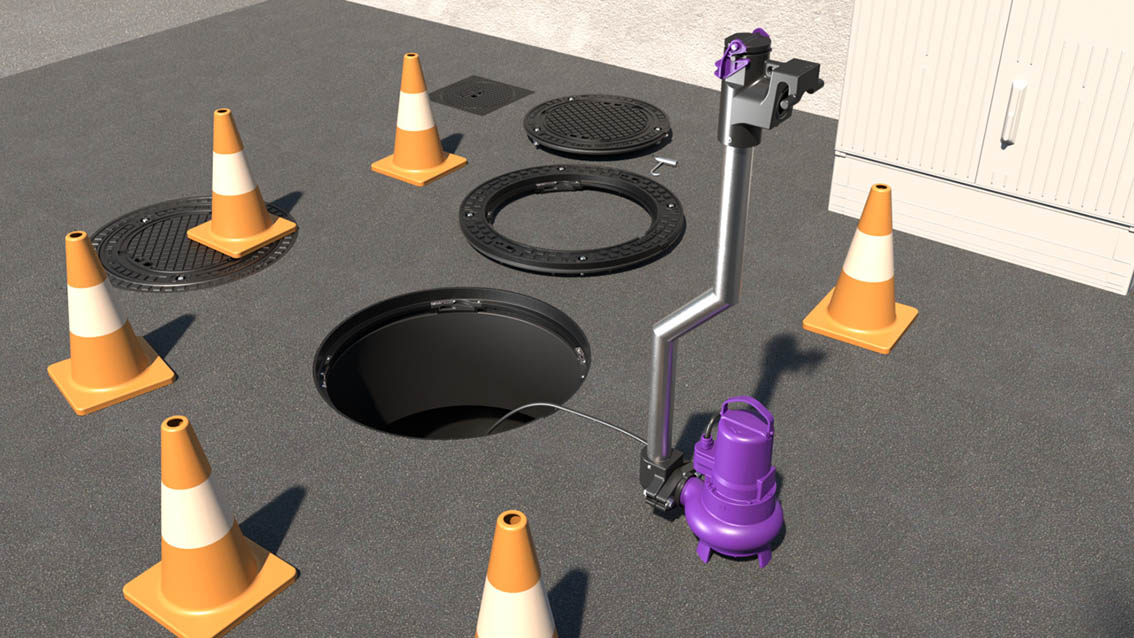Maintenance-friendly pump access thanks to an expandable opening  Maintenance-friendly pump access thanks to an expandable opening