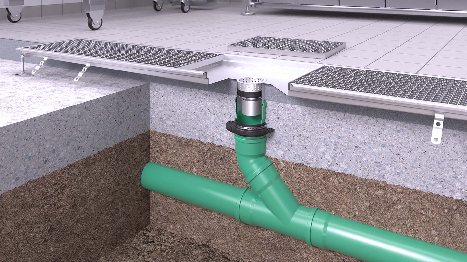 Installation diagram: Direct connection to the main drainage pipe Installation diagram: Direct connection to the main drainage pipe