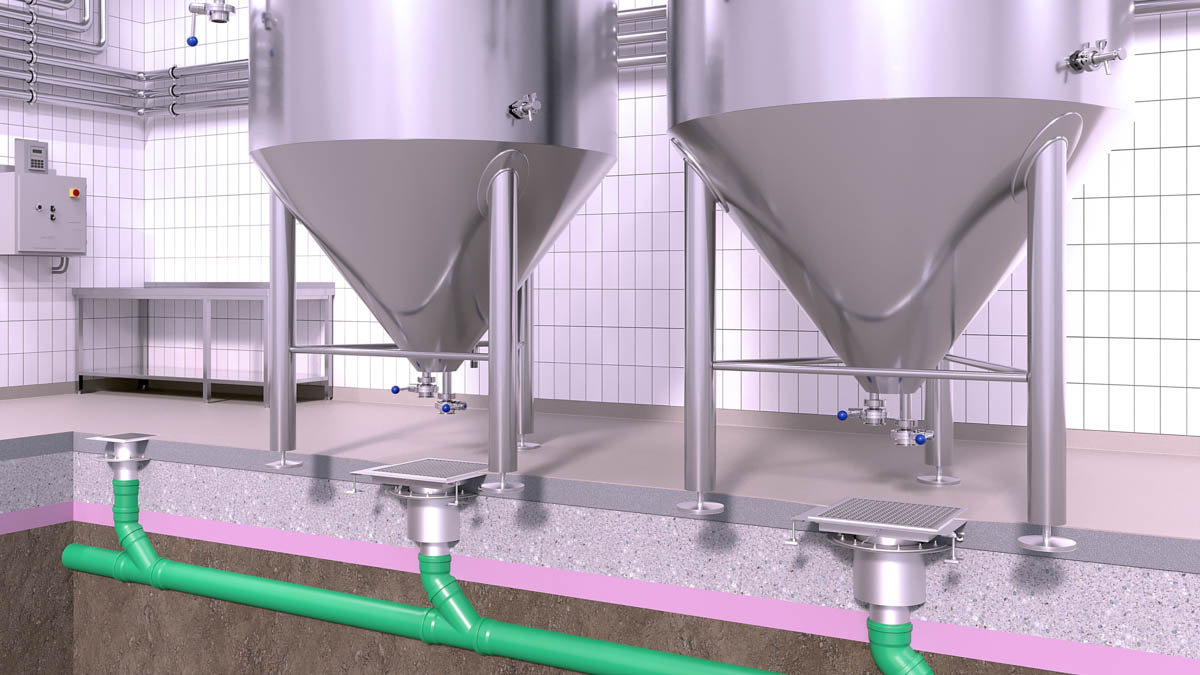 Installation proposal for large-scale stainless steel drains in a brewery