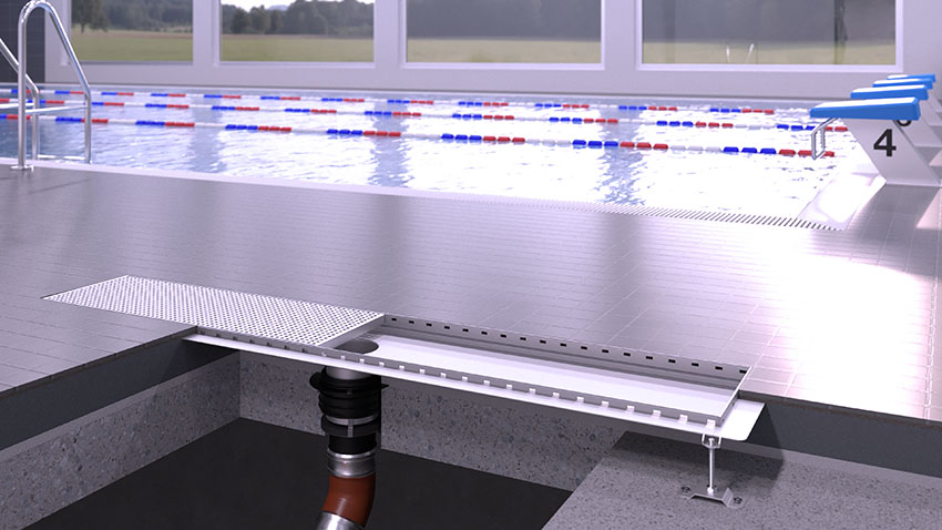 Stainless steel channel in swimming pools Stainless steel channel in swimming pools