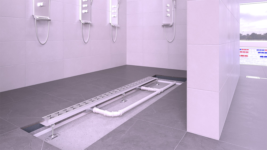 Designer box channel in the barefoot area Designer box channel in the barefoot area