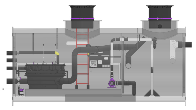 IL_Grease separator in a twin walled re-enforced pipe with a plant room