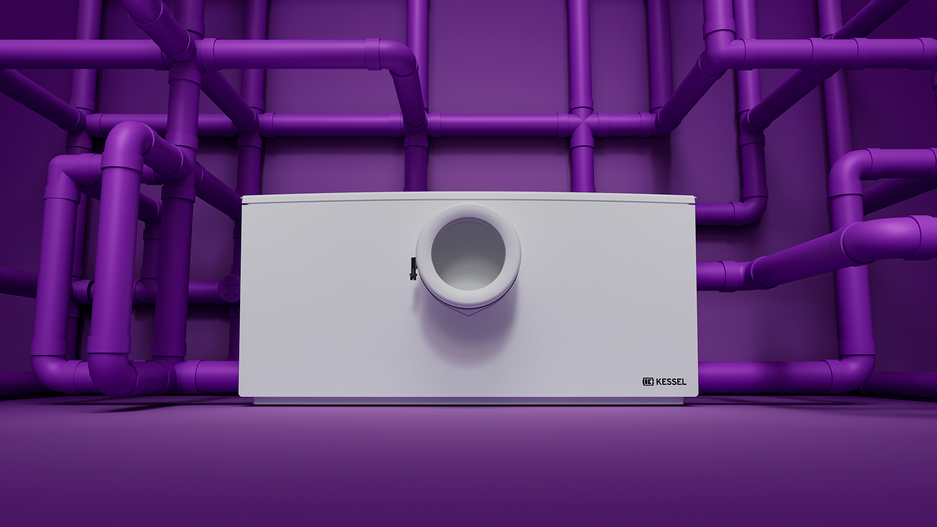 A wide range of connection options A small lifting station to which numerous pipes are connected from all directions.