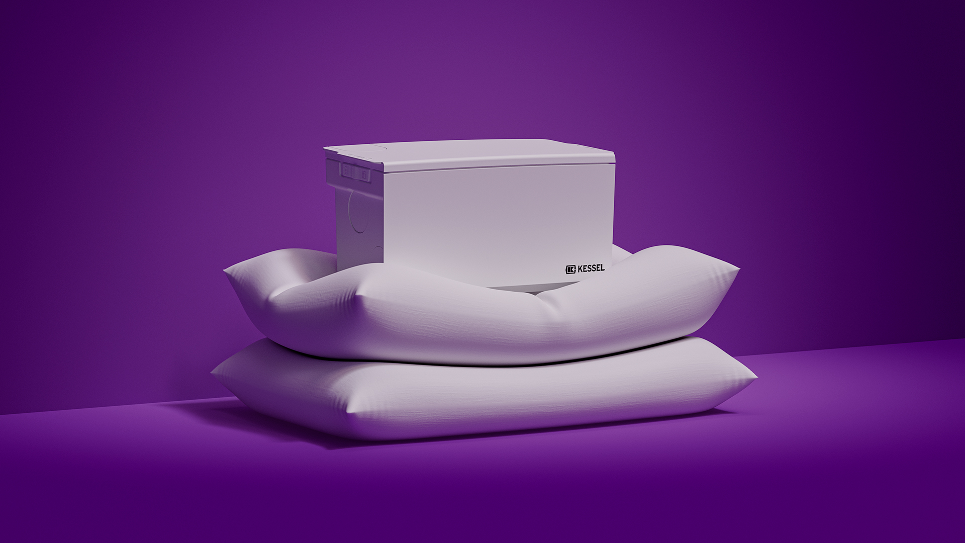 Quiet operation Minilift small lifting station mounted on two support blocks.