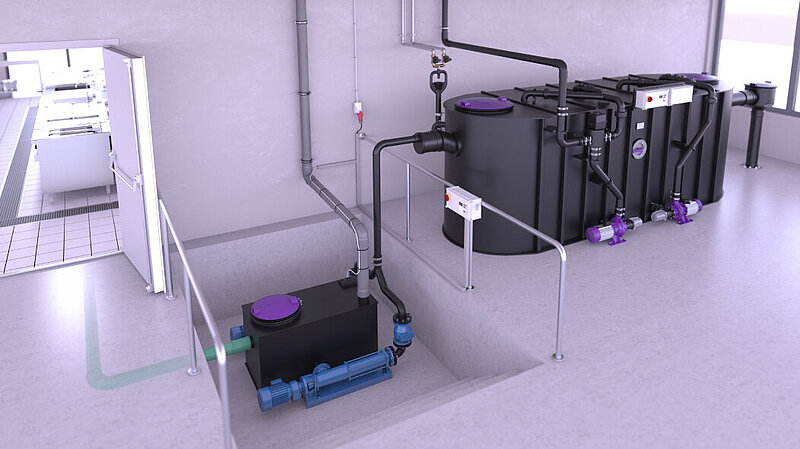 Installation example: Grease separator with Progressiv Cavity Pump Installation example: Grease separator with Progressiv Cavity Pump