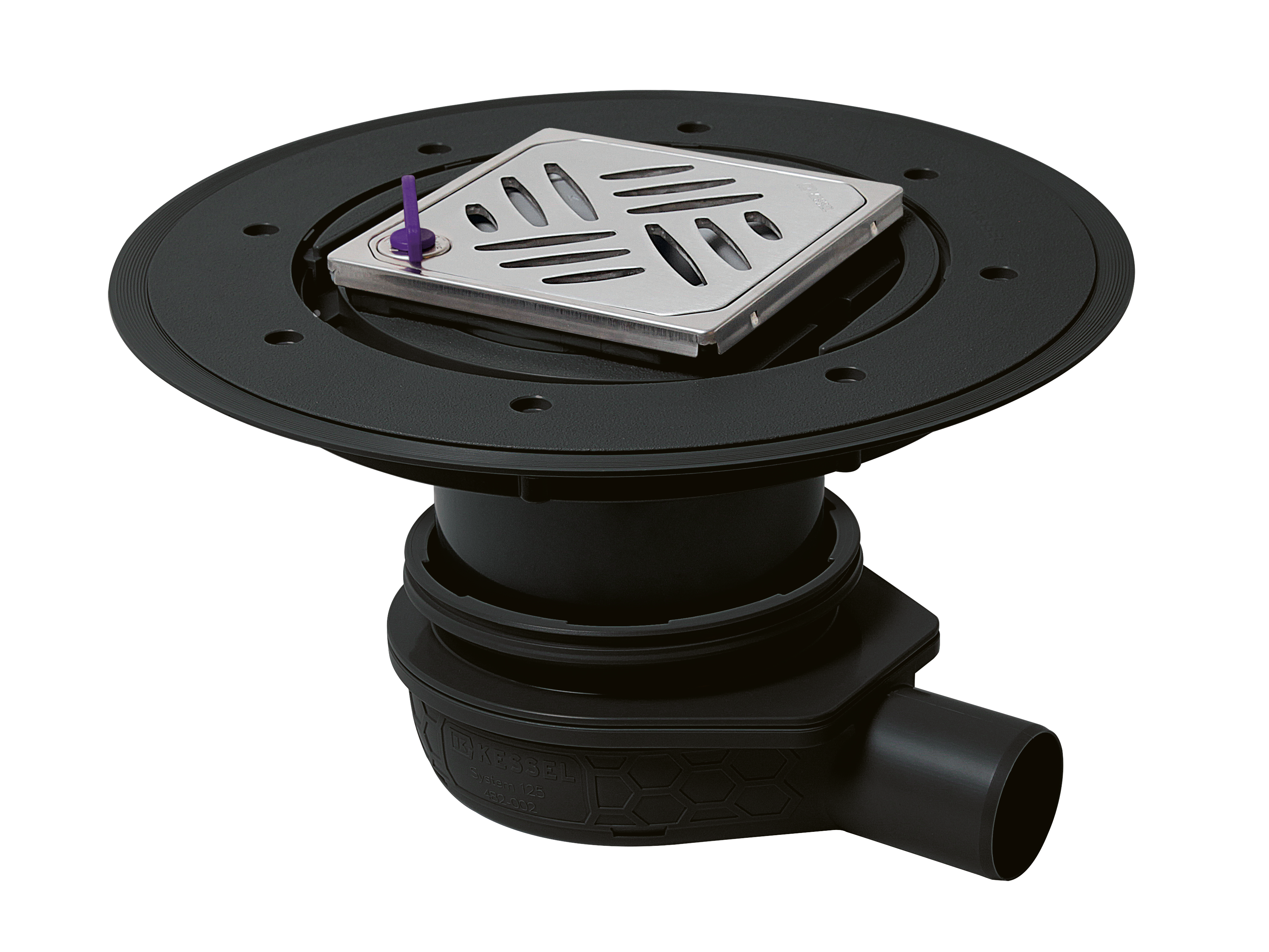 The Ultraflat 79 bathroom drain, DN 50, with a Variofix upper section, Kessel design cover and Lock & Lift locking system The Ultraflat 79 bathroom drain, DN 50, with a Variofix upper section, Kessel design cover and Lock & Lift locking system