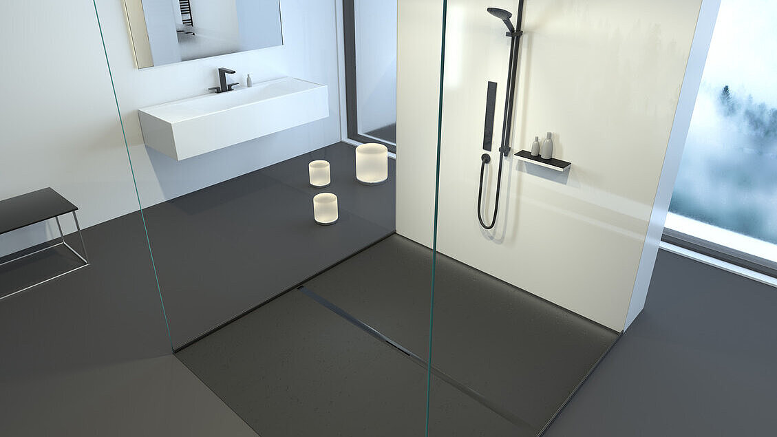 Shower channel in a modern bathroom