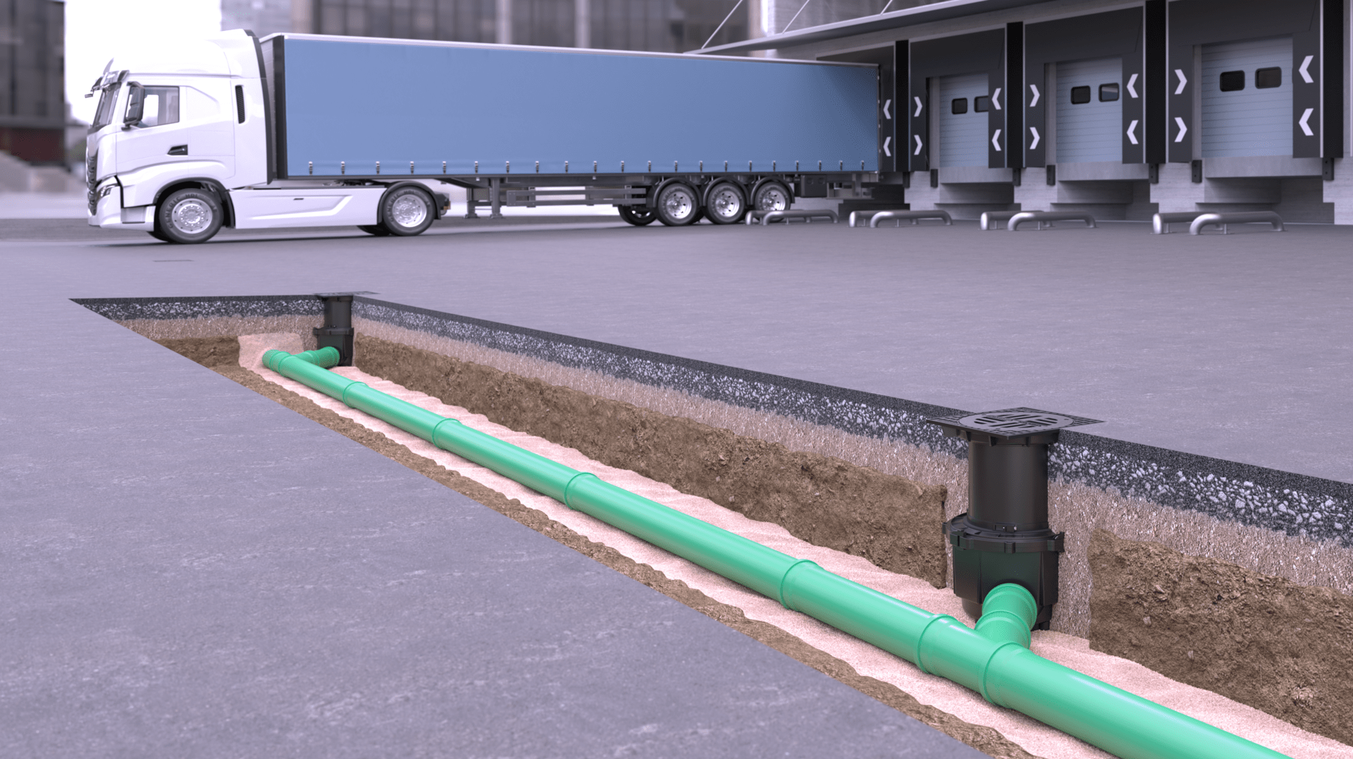Installation diagram for the System 400 yard drain, breakproof and durable Installation diagram for the System 400 yard drain, breakproof and durable