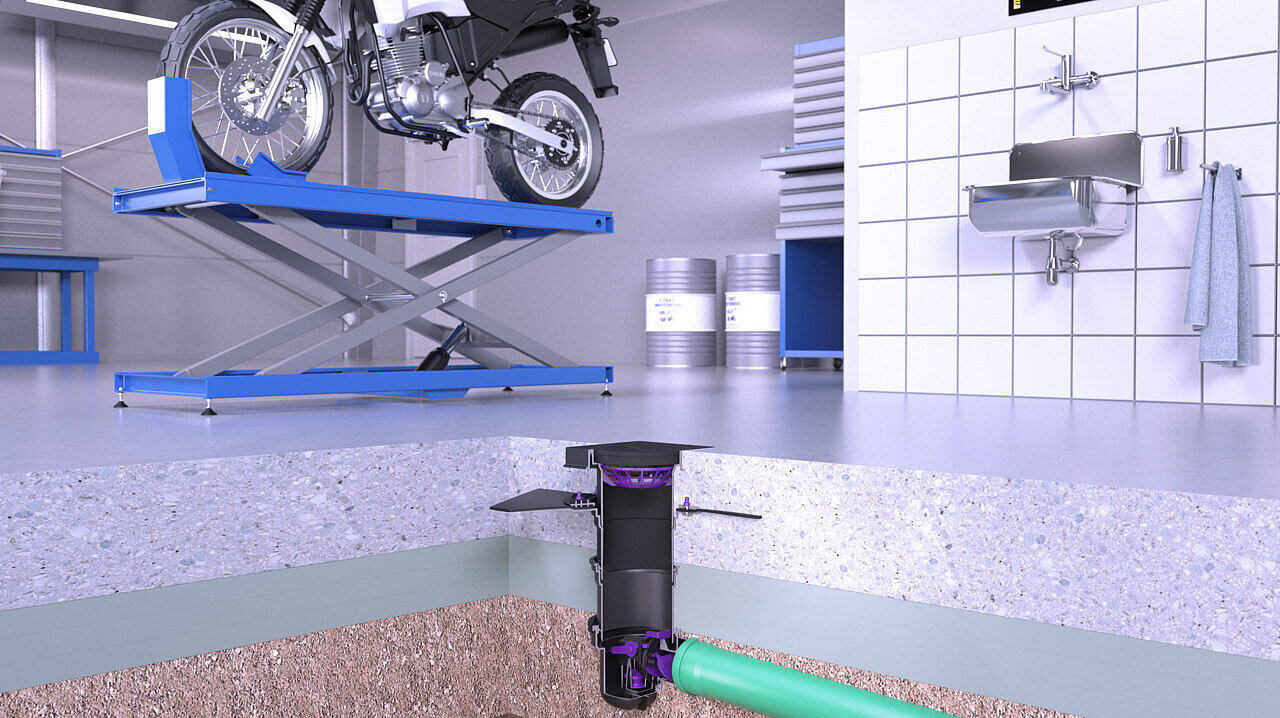 Light liquid trap installation diagram
