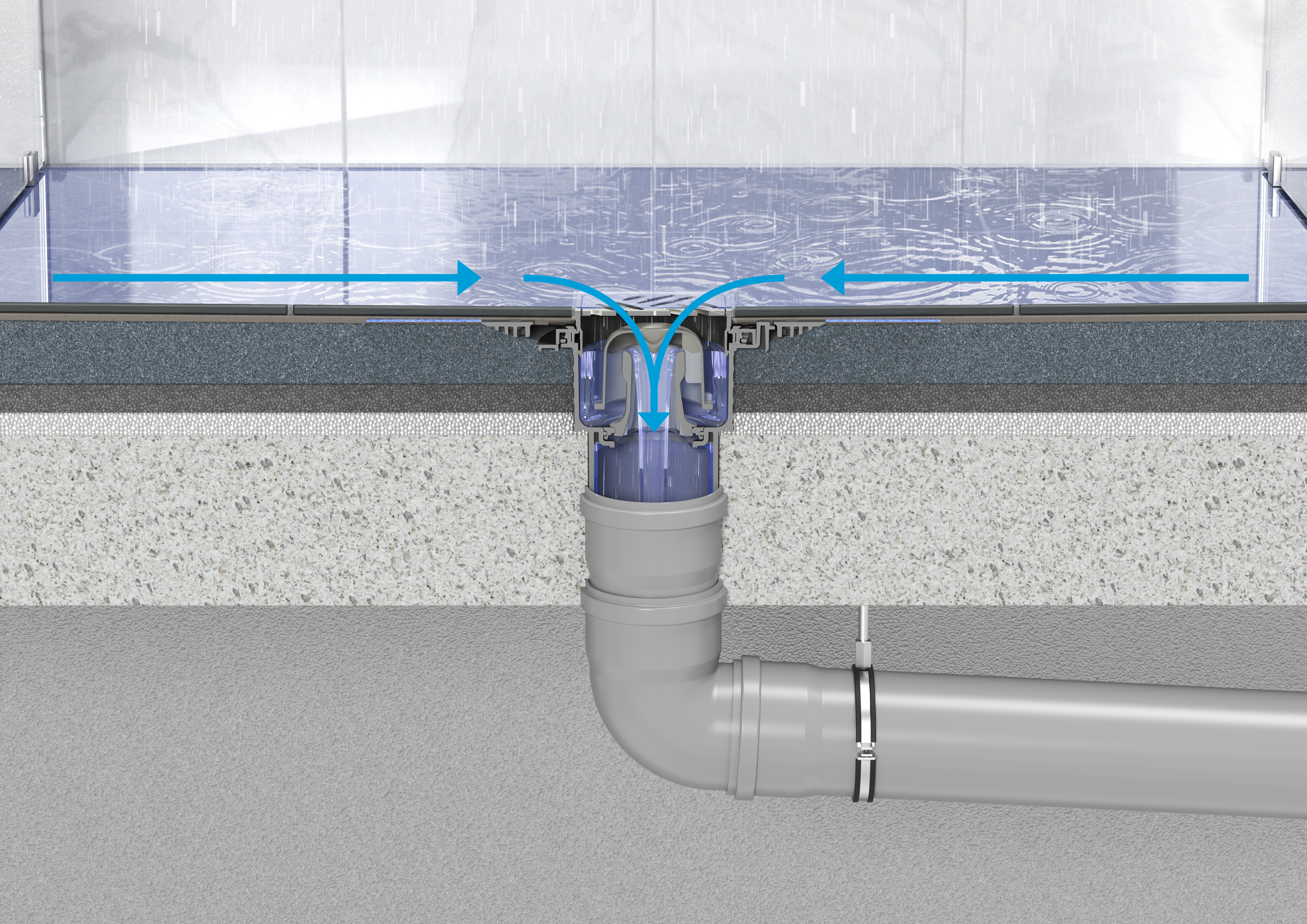 Drain water safely Water that flows down the drain in a shower