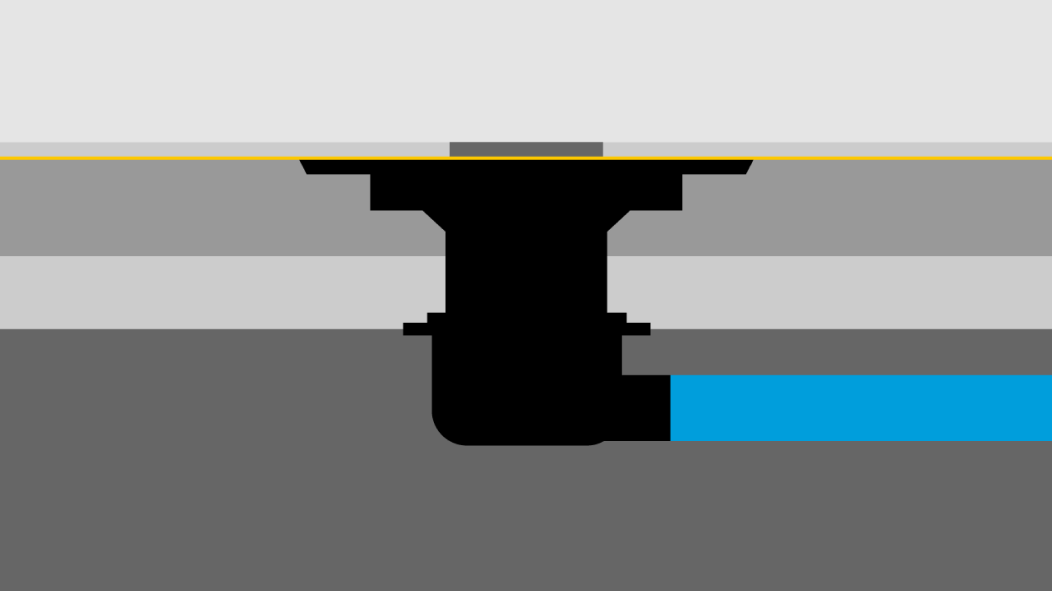 Waterproofing layer for drains in composite structures