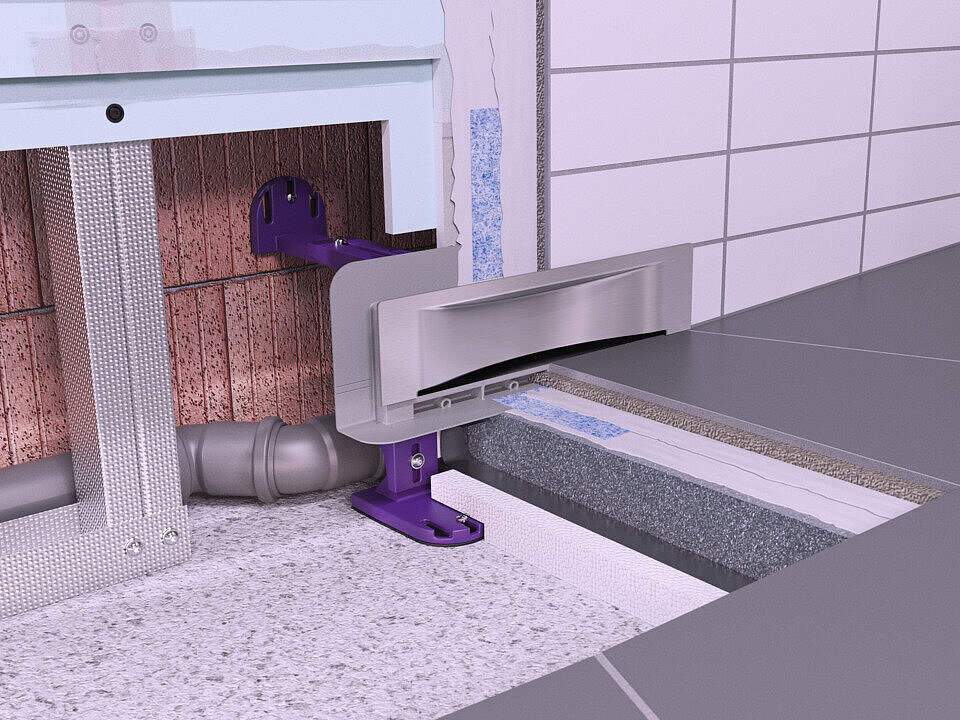 Installation diagram for the Scada wall drain in a care home