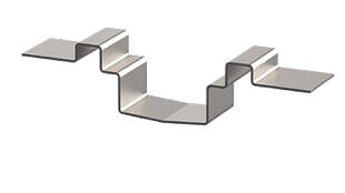 Stainless steel gutter with glued flange, flange height 15 mm